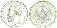 Baden Friedrich I. 5 Mark 1900 G Silber pfr., f. stgl./stgl. Jäger 29