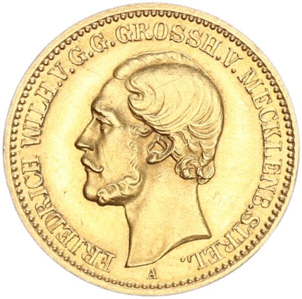 Mecklenburg-Strelitz Friedrich Wilhelm 10 Mark 1880 A Gold vz-stgl. Jäger 237