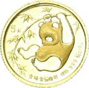 China Volksrepublik 5 Yuan 1985 Panda Gold 1/20oz pfr.,...