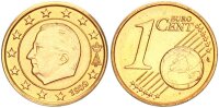 Belgien Kursmünze 1 Cent 1999 Abart, große Sterne stgl., bfr.