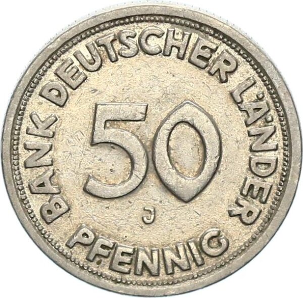 BRD Kursmünze 50 Pfennig ohne Jahr J Fehlprägung Kupfer-Nickel ss