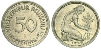 BRD Kursmünze 50 Pfennig 1950 J (Hamburg) leicht dezentriert, Randstab ungleichmässig Kupfer-Nickel ss-vz