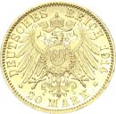 Sachsen-Meiningen Georg II. 20 Mark 1914 D Gold vz+/f. stgl. Jäger 281