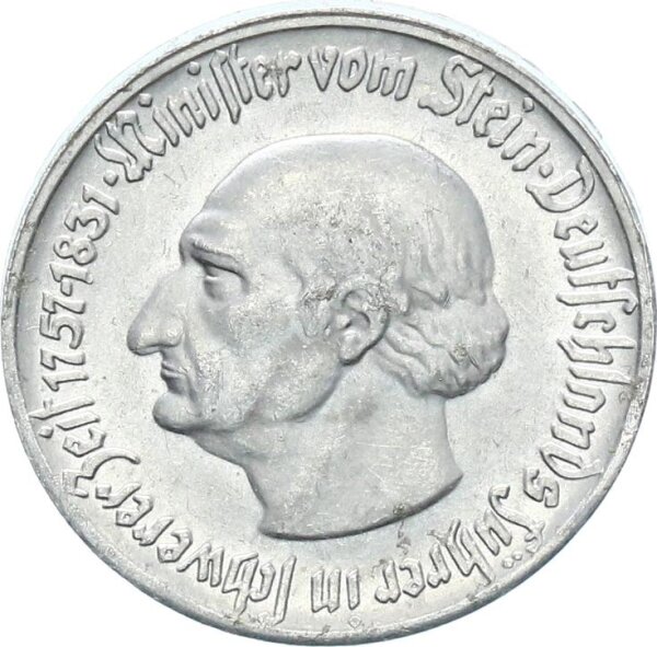 Provinz Westfalen 50 Pfennig 1921 Minister vom Stein / Westfalenross Aluminium f. vz Jäger N9