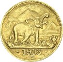 Deutsch-Ostafrika 15 Rupien 1916 T (Tabora) Elefant Gold vz+/f. stgl. Jäger 728b