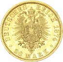 Schaumburg-Lippe Fürst Adolf 20 Mark 1874 B Gold vz+/f. stgl. Jäger 284
