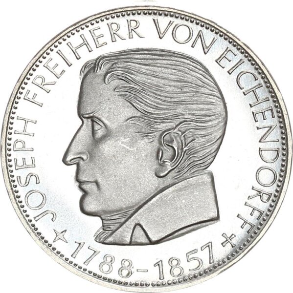 BRD Gedenkmünze 5 DM 1957 J Freiherr von Eichendorff silver PP
