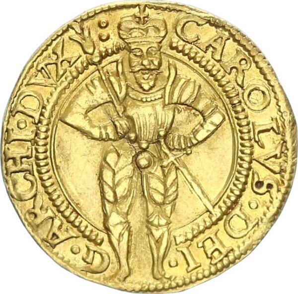 Römisch Deutsches Reich Haus Habsburg Erzherzog Karl Dukat 1570 Klagenfurt Gold vz