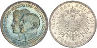 Anhalt Friedrich II. 5 Mark 1914 A Silberhochzeit silver vz/f. stgl.