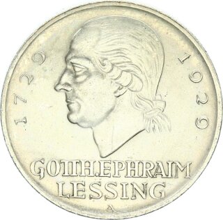 Weimarer Republik 5 Reichsmark 1929 A Lessing Silber f. stgl./stgl. Jäger 336