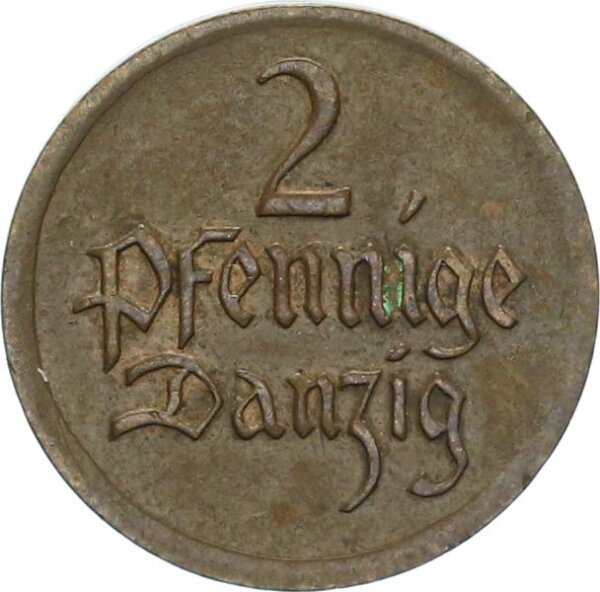 Danzig Freie Stadt 2 Pfennig 1926 (A) Wappen von Danzig vz+ Jäger D3