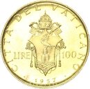 Vatikan Papst Pius XII. 100 Lire 1957 Rom Gold pfr., stgl.