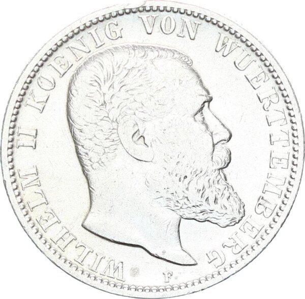 Württemberg Wilhelm II. 2 Mark 1900 F silver ss