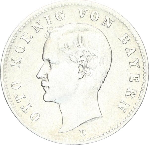 Bayern Otto 2 Mark 1893 D silver ss