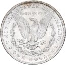 USA Morgan Dollar 1883 O (New Orleans) + alter Händlerzettel Silber f. stgl.