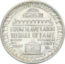 USA Half Dollar 1946 Booker T. Washington + alter Händlerzettel Silber stgl.