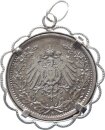 Kaiserreich 1/2 Mark 1918 A gefasst als Kettenanhänger Silber ss Jäger 16