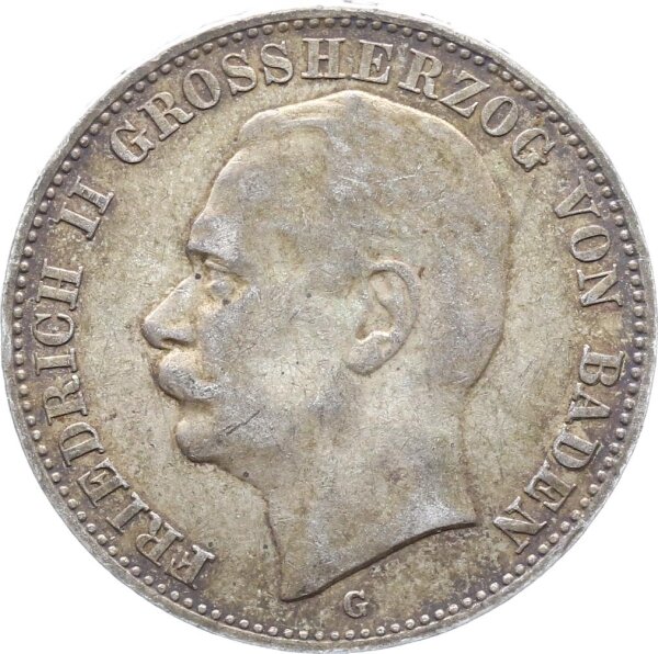 Baden Friedrich II. 3 Mark 1912 G Silber ss-vz Jäger 39