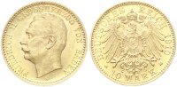 Baden Friedrich II. 10 Mark 1910 G Gold vz/f. stgl. Jäger 191