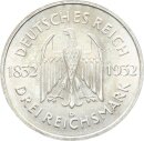 Weimarer Republik 3 Reichsmark 1932 D Goethe Silber f. stgl. Jäger 350