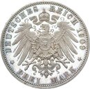 Sachsen Friedrich August III. 3 Mark 1909 E Silber min. berührte PP Jäger 135