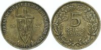 Weimarer Republik 5 Reichsmark 1925 D Rheinlande Silber vz-stgl. Jäger 322