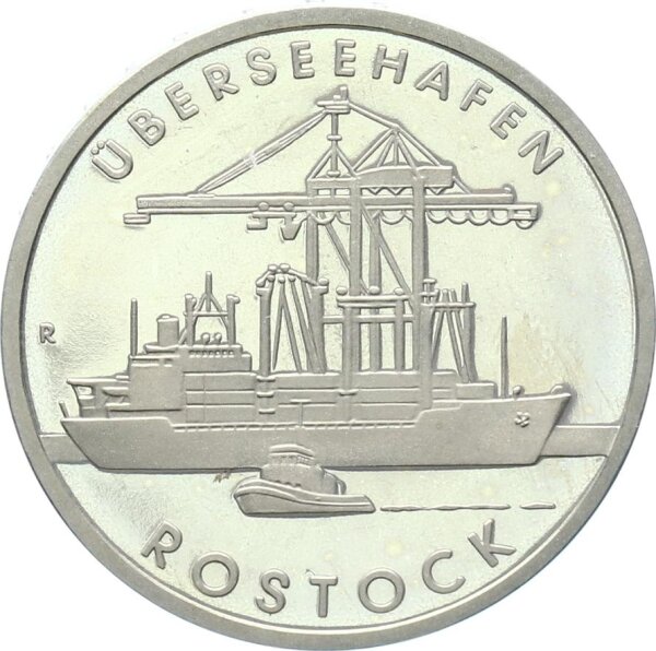 DDR Gedenkmünze 5 Mark 1988 A Überseehafen Rostock PP Jäger 1619
