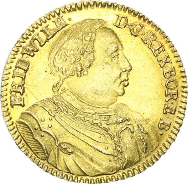 Brandenburg-Preußen Friedrich Wilhelm I. der Soldatenkönig 1/2 Wilhelms dor 1738 EGN (Berlin) Gold pfr., f. stgl.