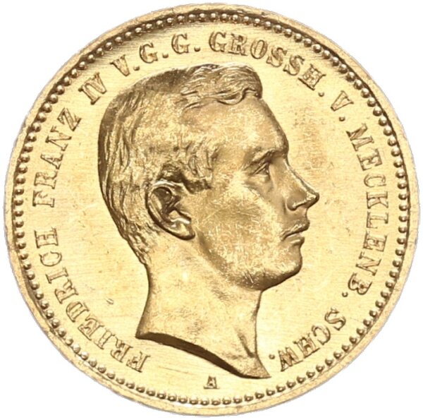 Mecklenburg-Schwerin Friedrich Franz IV. 10 Mark 1901 A Gold pfr., stgl. Jäger 233