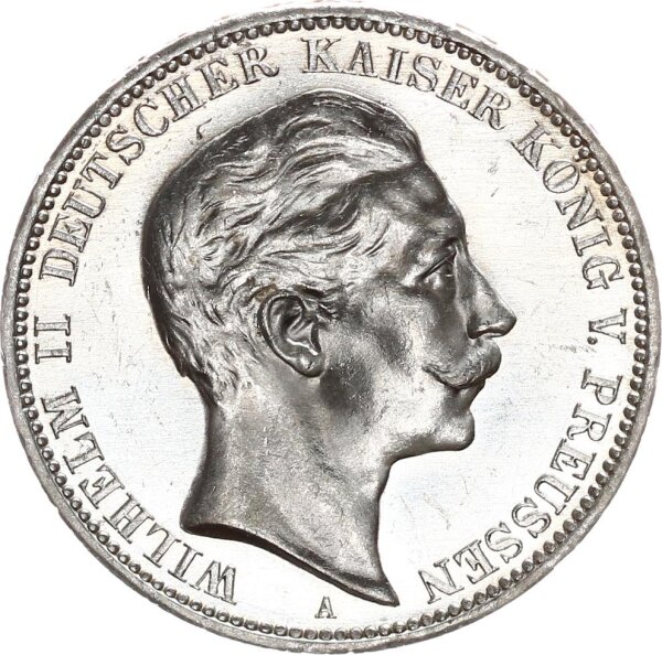 Preußen Wilhelm II. 3 Mark 1912 A Silber pfr., f. stgl./stgl. aus EA Jäger 103