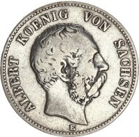 Sachsen Albert 2 Mark 1883 E Silber s Jäger 121