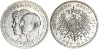 Anhalt Friedrich II. 5 Mark 1914 A Silberhochzeit Silber pfr., f. stgl./stgl. Jäger 25