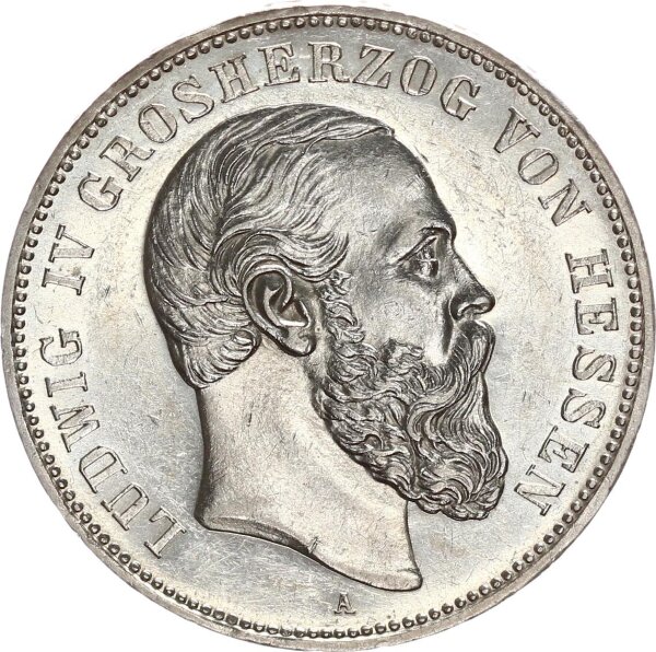 Hessen Ludwig IV. 5 Mark 1888 A Silber vz+/f. stgl. aus EA Jäger 69