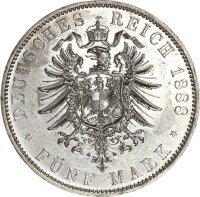 Preußen Wilhelm II. 5 Mark 1888 A Dreikaiserjahr silver ss+/vz