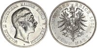 Preußen Wilhelm II. 5 Mark 1888 A Dreikaiserjahr silver ss+/vz