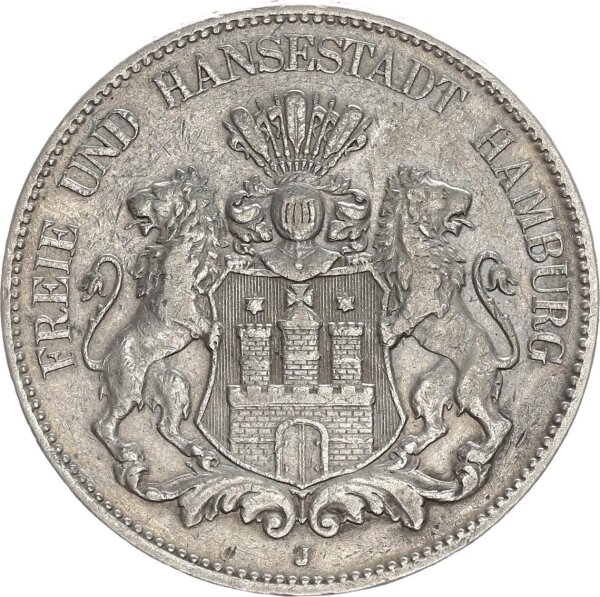 Hamburg Stadt 5 Mark 1903 J Silber ss Jäger 65