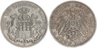 Hamburg Stadt 5 Mark 1903 J Silber ss Jäger 65