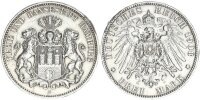 Hamburg Stadt 3 Mark 1908 J Silber ss-vz Jäger 64