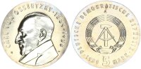 DDR Gedenkmünze 5 Mark 1989 A Carl von Ossietzky pfr., stgl.