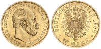 Preußen Wilhelm I. 20 Mark 1888 A Dreikaiserjahr Gold f. stgl. Jäger 246