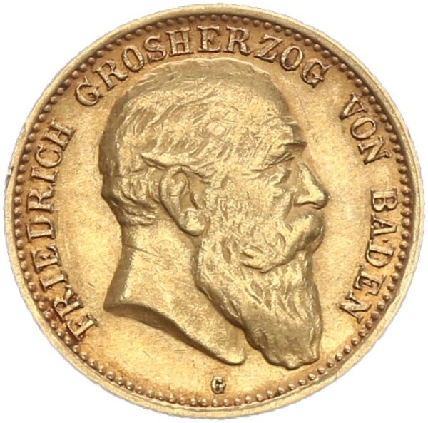 Baden Friedrich I. 10 Mark 1902 G Gold ss-vz Jäger 190