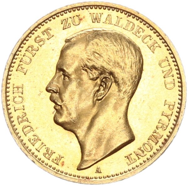 Waldeck-Pyrmont Friedrich Adolf 20 Mark 1903 A Gold f. stgl./stgl. Jäger 288