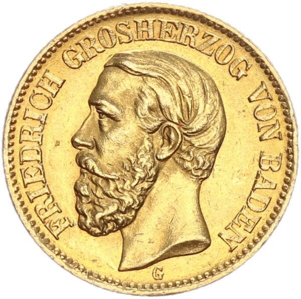 Baden Friedrich I. 20 Mark 1874 G Gold vz Jäger 187