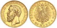 Baden Friedrich I. 20 Mark 1874 G Gold vz Jäger 187