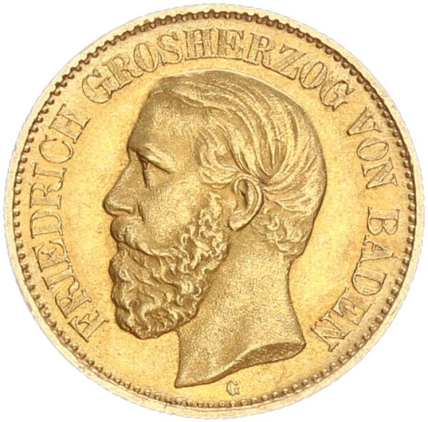 Baden Friedrich I. 10 Mark 1876 G Gold vz+ Jäger 186