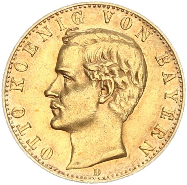 Bayern Otto 10 Mark 1888 D Gold ss-vz Jäger 198