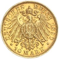 Bayern Otto 10 Mark 1890 D Gold vz Jäger 199