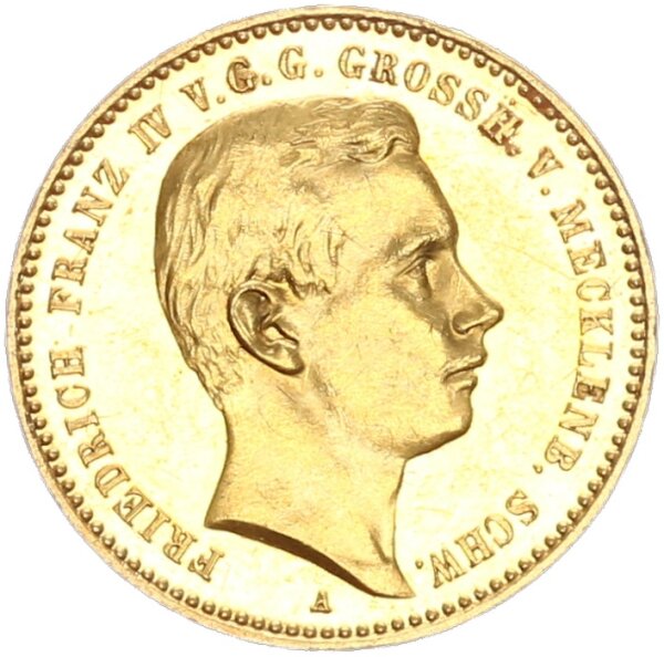Mecklenburg-Schwerin Friedrich Franz IV. 10 Mark 1901 A Gold berührte PP Jäger 233