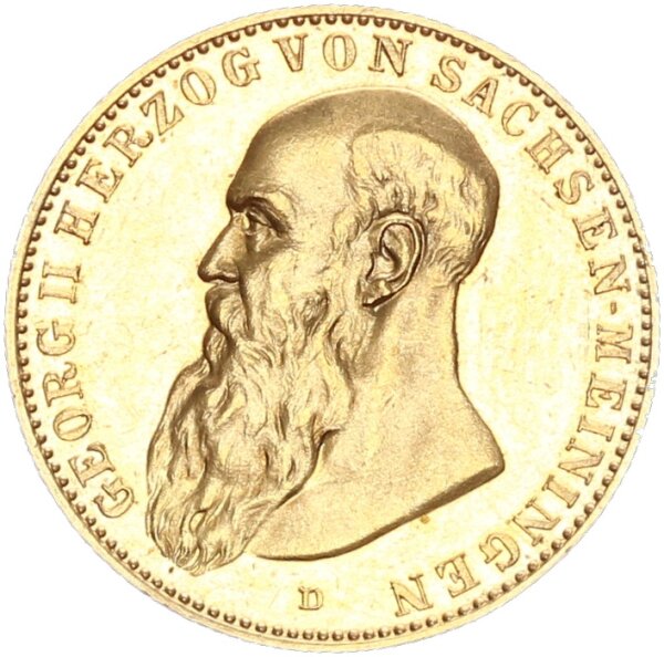 Sachsen-Meiningen Georg II. 20 Mark 1914 D Gold vz-stgl. Jäger 281