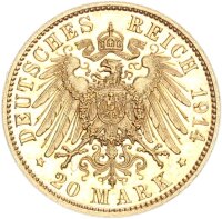 Sachsen-Meiningen Georg II. 20 Mark 1914 D Gold vz-stgl....